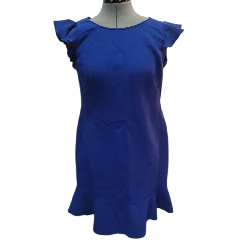 Emilio Pucci Blue Ruffle Virgin Wool/Silk Lining Dress Size 12